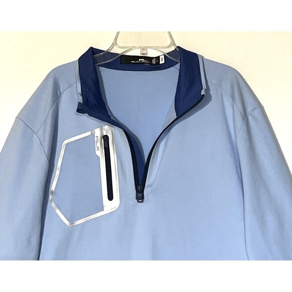 New RLX Ralph Lauren Blue  1/4 Zip Stretch Wicking Golf Shirt Pullover Jersey - Picture 3 of 9